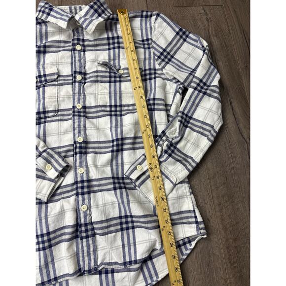 American Eagle Men’s Plaid Flannel Shirt Blue White Long Sleeve Size M Cotton - Picture 2 of 7